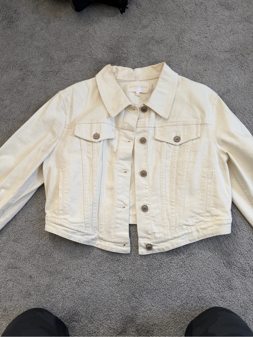 LoveShackFancy Cream Jean Jacket